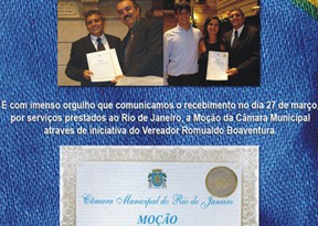 Homenagem Moção da Câmara Municipal do Rio de Janeiro.